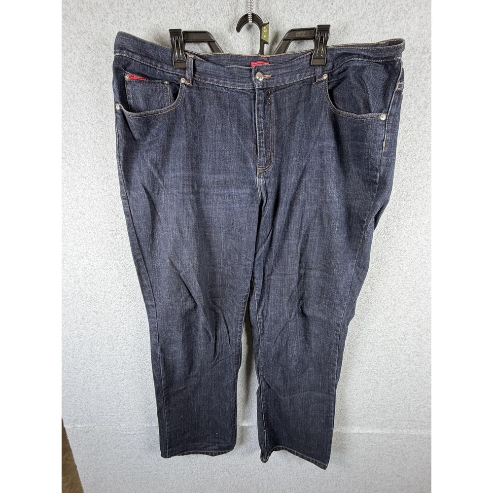 Chaps Jeans Womens 18W Blue Dark Wash‎ Relaxed Straight Leg Stretch Denim Pants